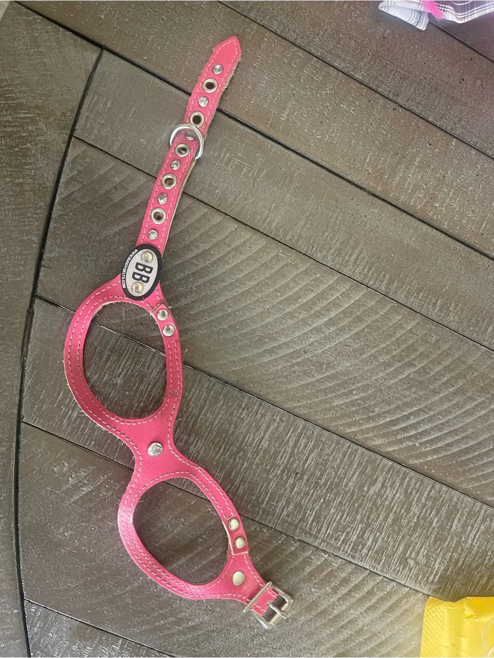 Pink Leather Dog Harness with Stud Accents